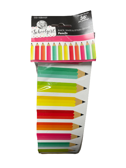 Pencils Classroom Borders Black White and Stylish Brights