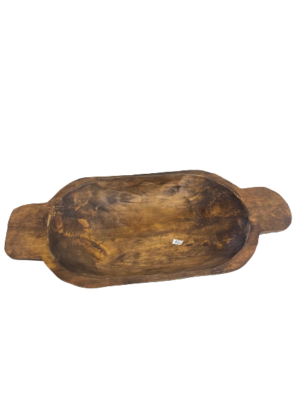 Brown Wooden Bowl With Handles