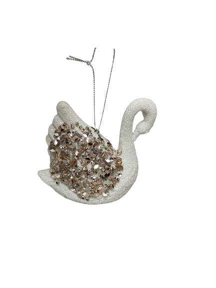 Glitter Swan with Sequins Ornament