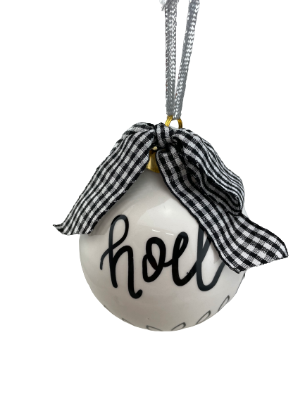 Ceramic Black White Word Ball Ornament  3 Styles