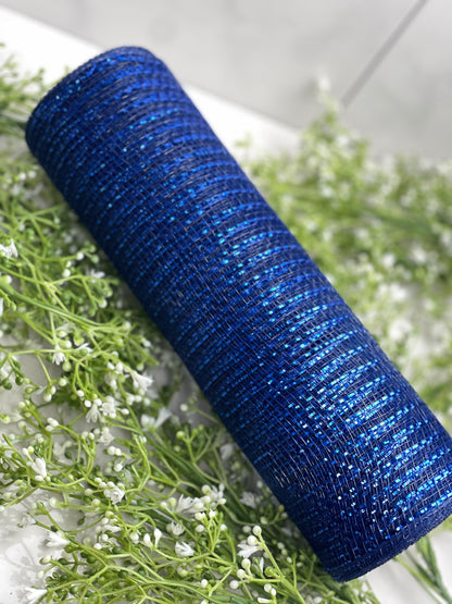 10 Inch by 10 Yard Navy and Royal Blue Metallic Mesh