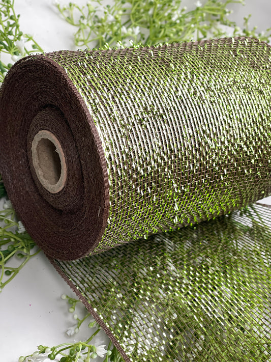 6 Inch by 20 Designer Netting Chocolate and Green Glamour