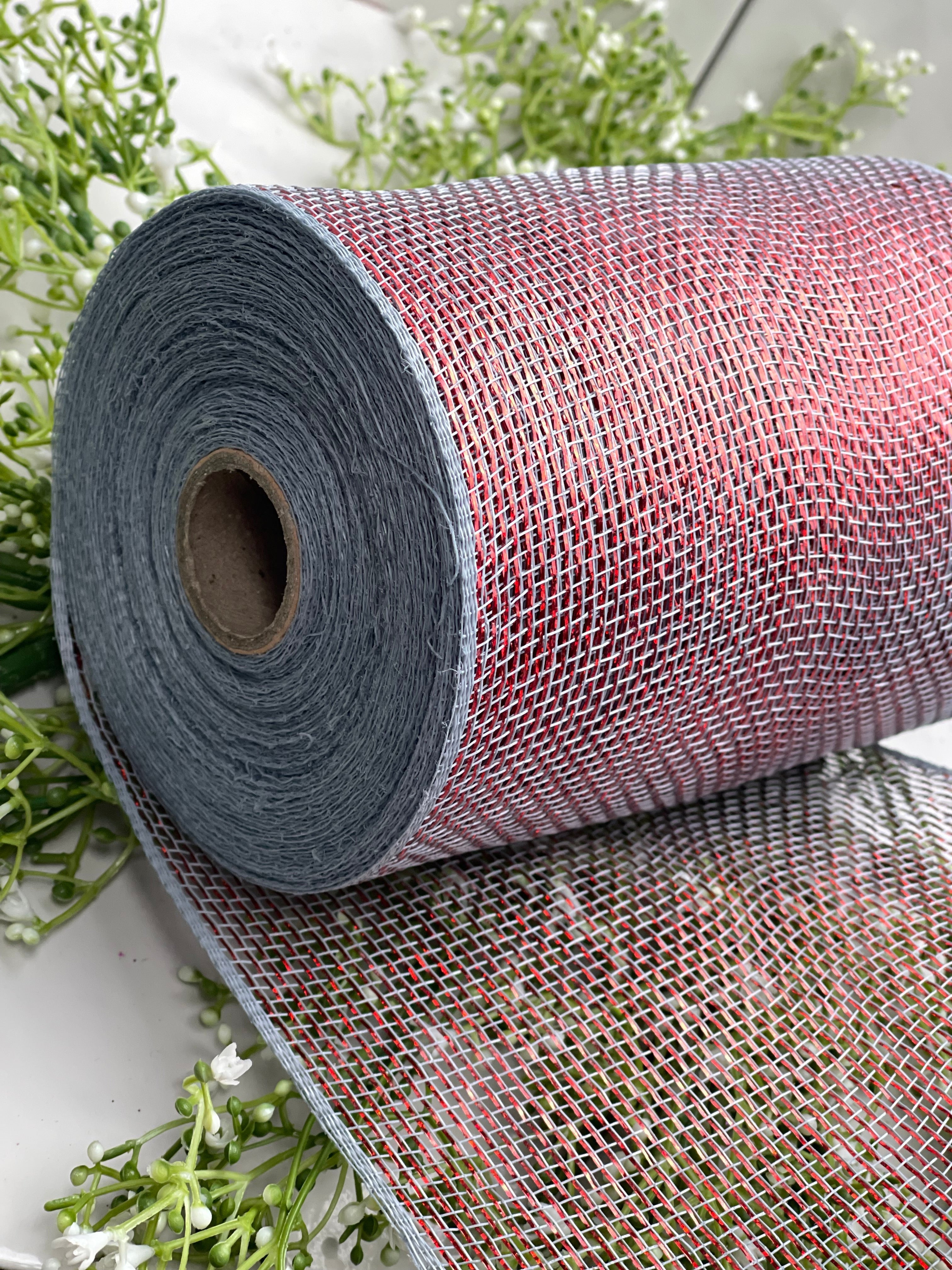 Netted Colour 6 Inch by 20 Designer Netting Gray with Red Glamour – TMIGifts