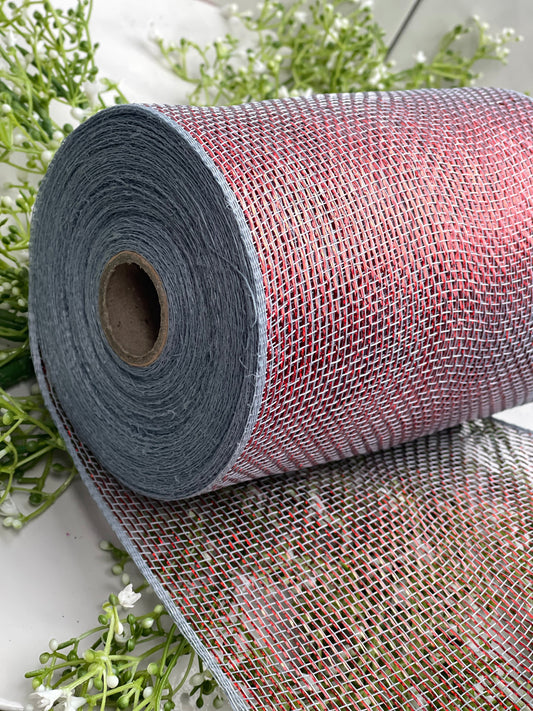 6 Inch by 20 Designer Netting Gray with Red Glamour