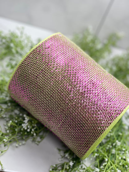 6 Inch by 20 Yard Designer Netting Lime with Purple Glamour
