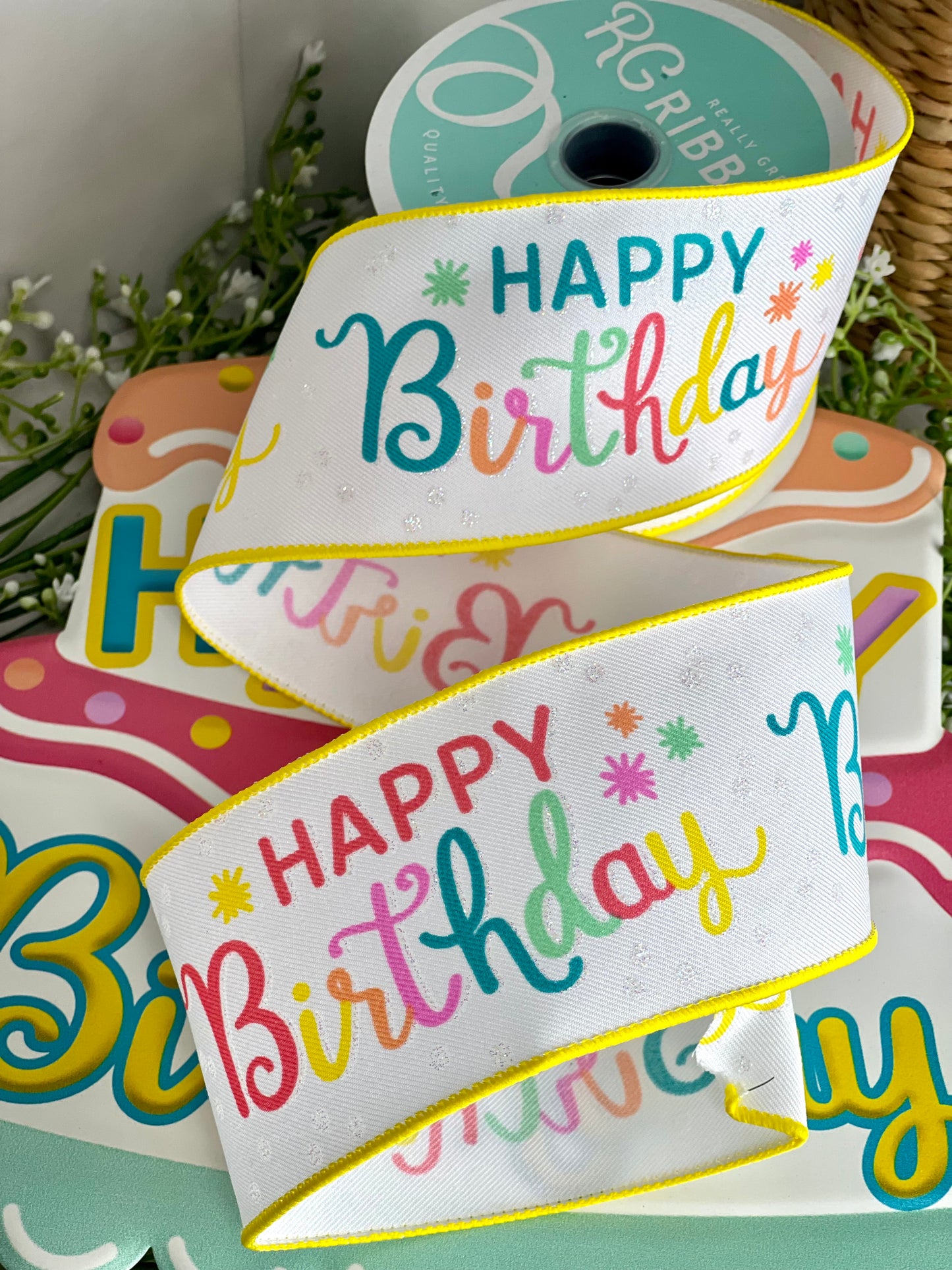 2.5 Inch Multicolored Happy Birthday Ribbon