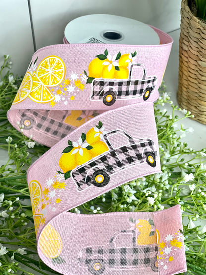 2.5 Inch Gingham Truck With Lemons Ribbon