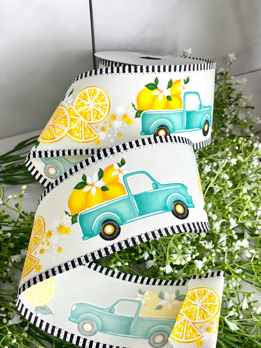 2.75 Inch By 10 Yard Truck With Lemons With Royal And Stripes