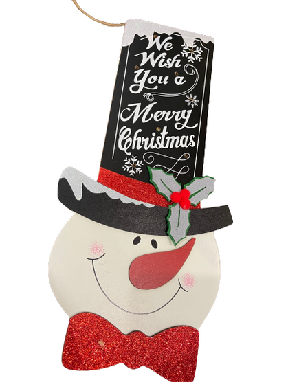 Snowman Merry Christmas LED Hanging Sign