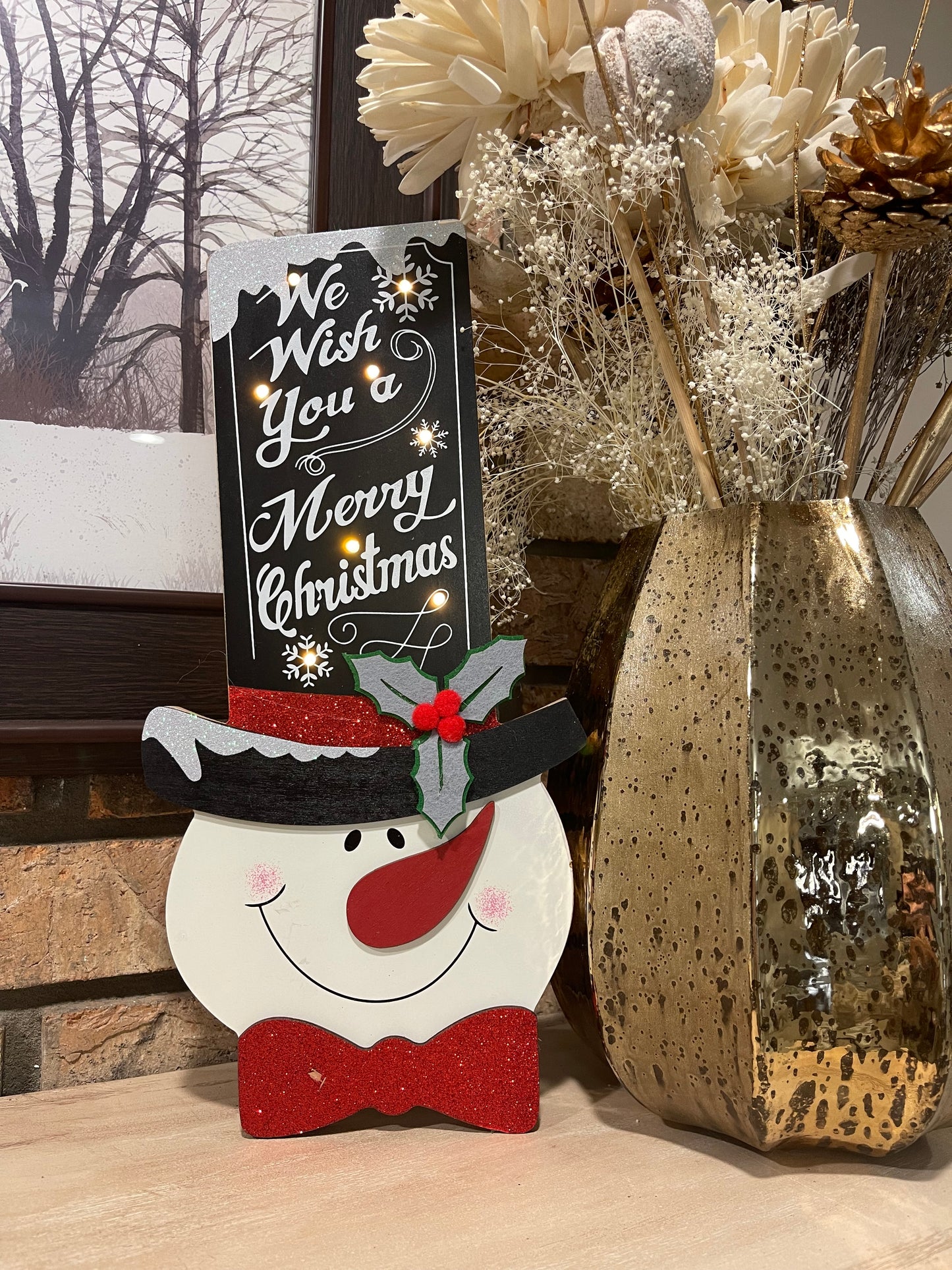 Snowman Merry Christmas LED Hanging Sign