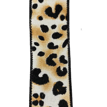 1.5 Inch Cheetah Print Black Wired Edge Ribbon