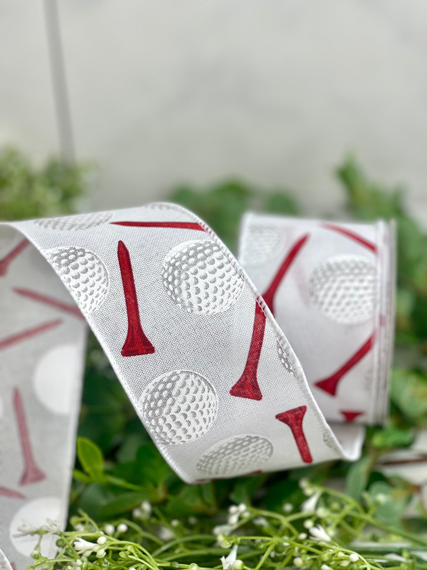 2.5 Inch By 10 Yard Golf Ball White Background Ribbon