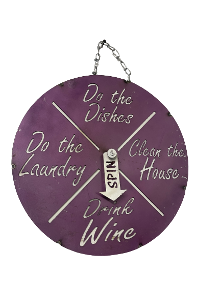 Spin For Chore Purple Metal Hanging Sign