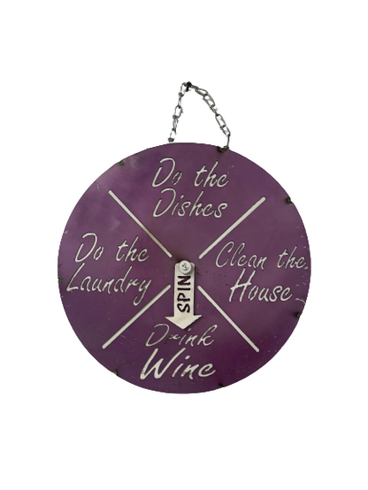 Spin For Chore Purple Metal Hanging Sign
