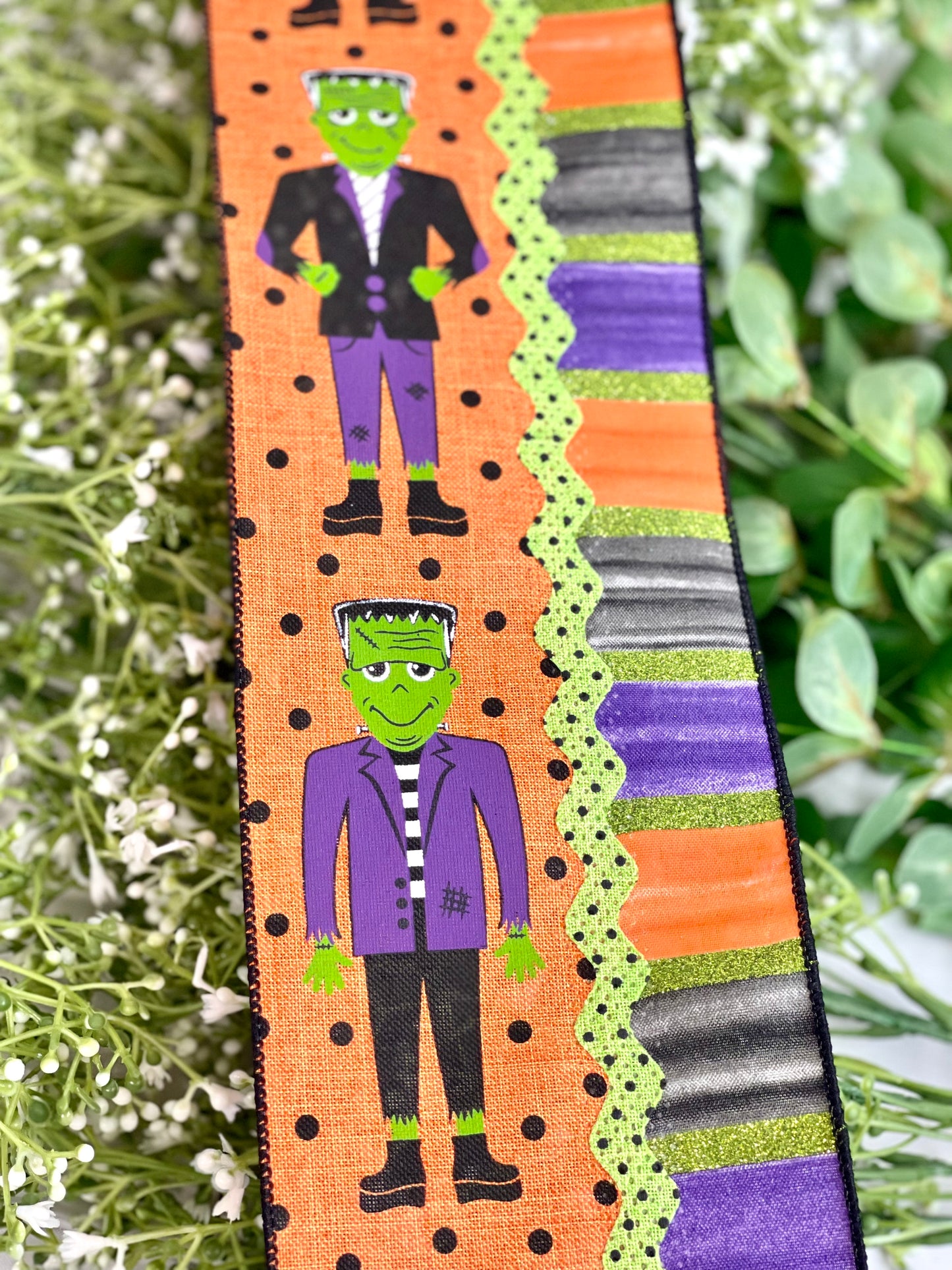 4 Inch By 10 Yard Frankenstein Halloween Ribbon