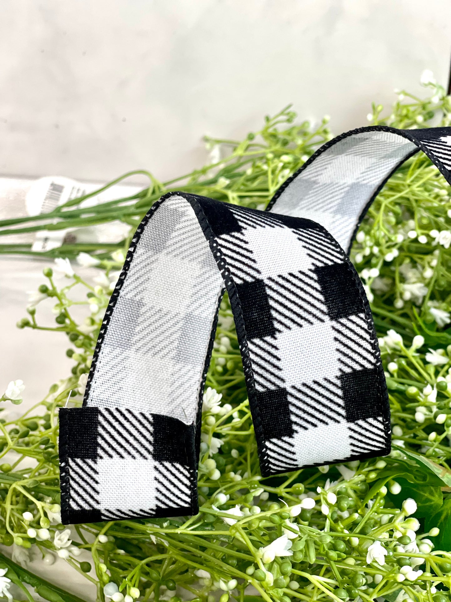 1.5 Inch Ribbon with Black And White Plaid