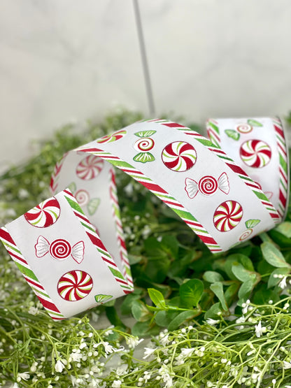 2.5 Inch Red Green Candy Christmas Ribbon