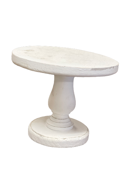 White Distressed Wooden Cake Stand