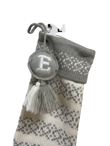 Wondershop Knitted Grey And White Stocking With Initials