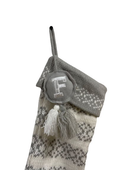 Wondershop Knitted Grey And White Stocking With Initials