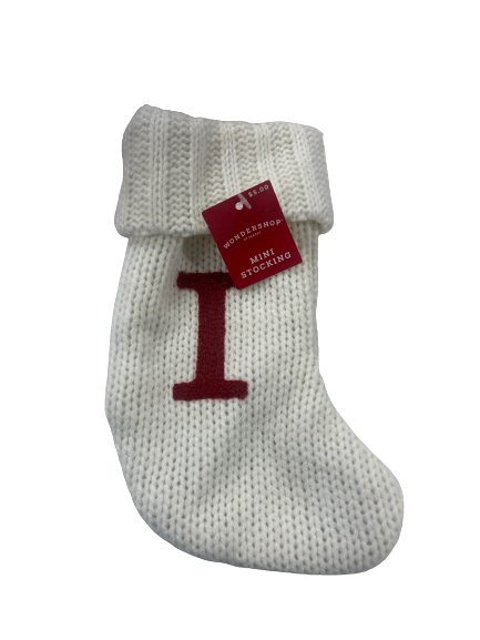 White Initial Mini Stocking 7"