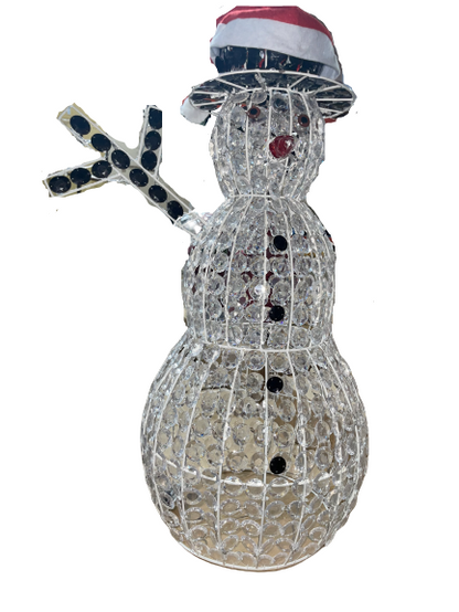 31 LED Crystal Snowman With Santa Hat With Controller