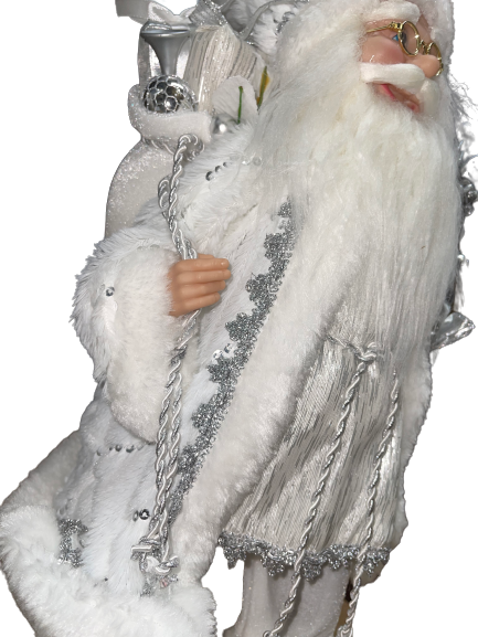 18 Inch Silver Santa With Gift Sack