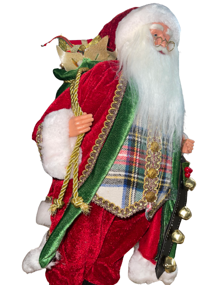 18 Inch Santa Traditional With White Plaid Vest