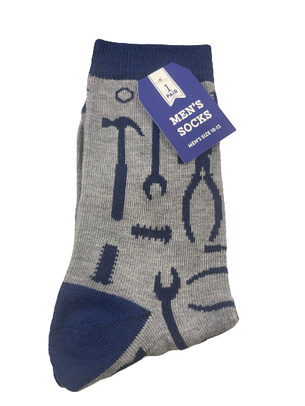 Mens Tool Blue And Gray Socks