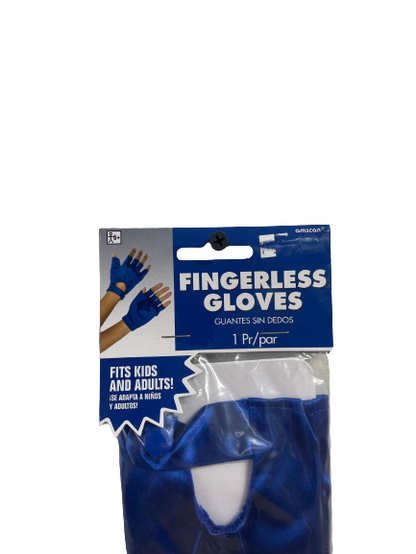 Blue Fingerless Satin Gloves