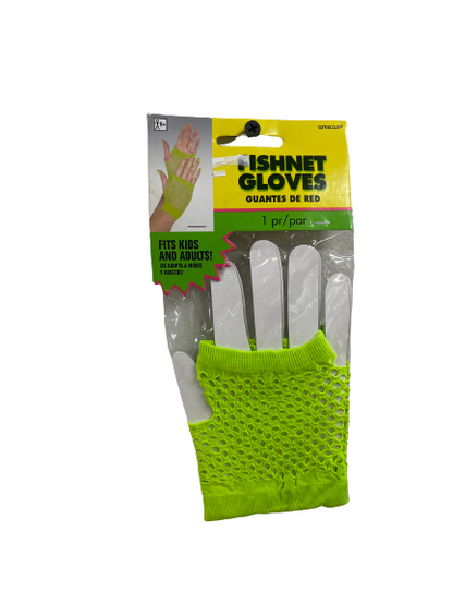 Neon Green Fishnet Gloves