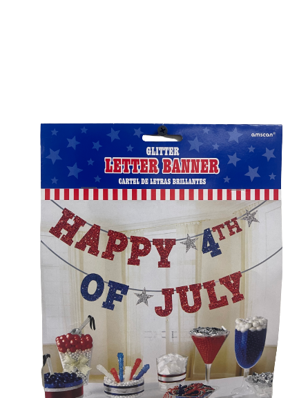 Happy Fourth Of July Glitter Letter Banner