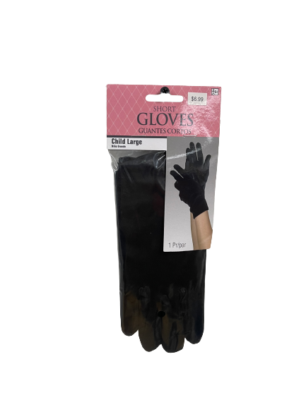 Black Short Child Gloves Size Large