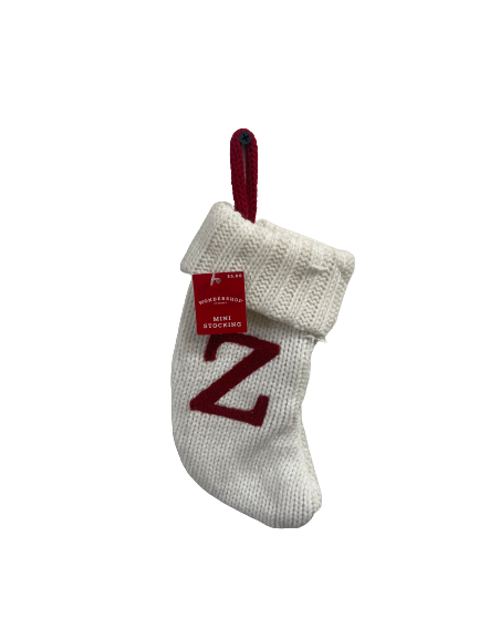 White Initial Mini Stocking 7"