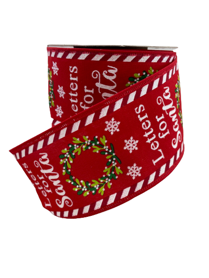 2.5 Inch Ribbon With Red Background With Letters For Santa Writing