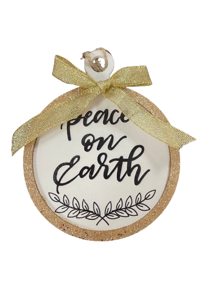 Peace on Earth with Bow Ornament