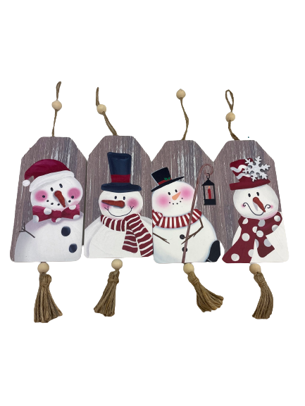 Wood Snowman Tag   Ornament 4 Styles