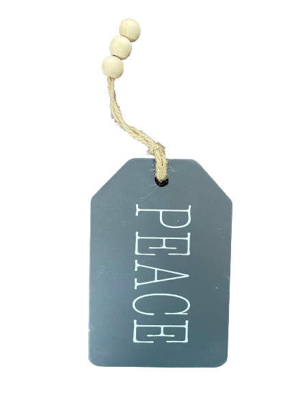 Wood Word And Bead Tag Ornament 4 Assortment