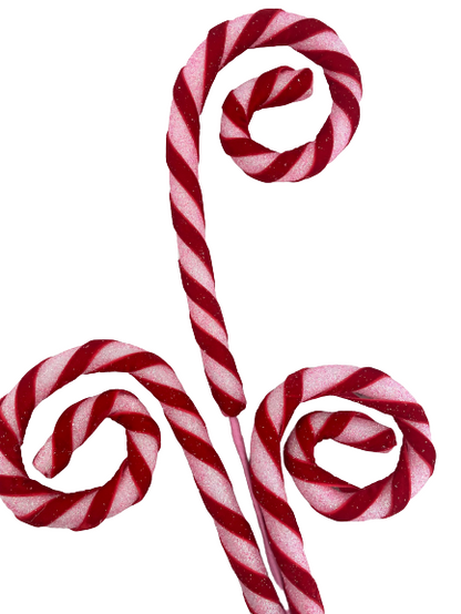 29 Inches Long Pink And Red Glitter Candy Cane Spray