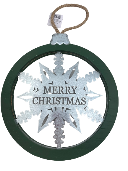 Wooden Holiday Metal Ornament 2 Styles