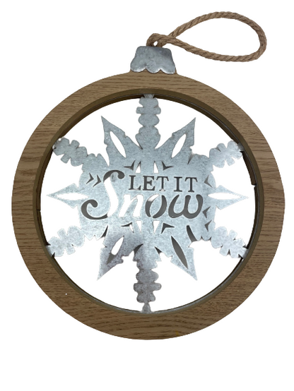 Wooden Holiday Metal Ornament 2 Styles