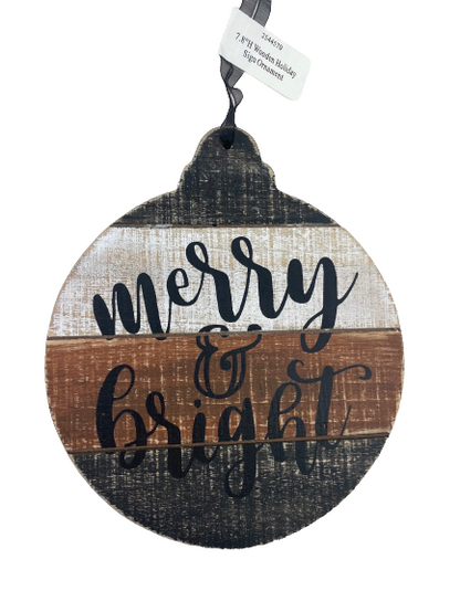 Wooden Holiday Sign Ornament 3 Styles