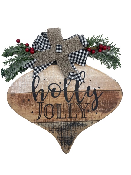 Wood Holiday Sign Ornament 3 Styles