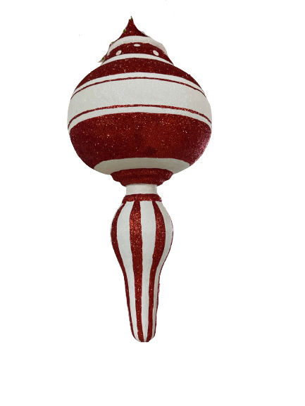 Kringles Large Finial Red And White Stripe