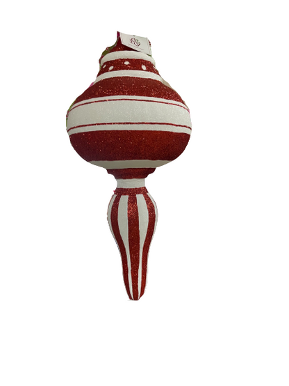 Kringles Medium finial Red And White Stripe