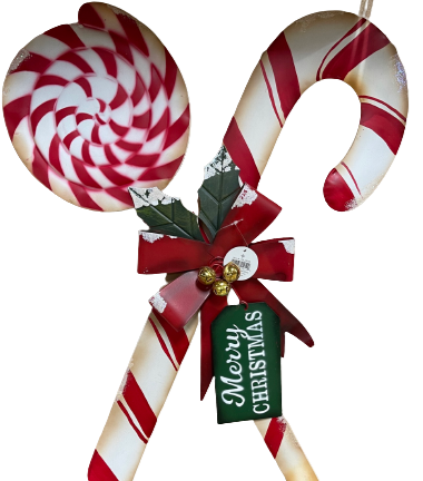 Metal Candy Cane with Lolly Pop