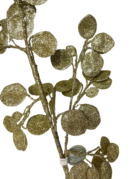 Gold Glitter Lunaria Leaf Spray