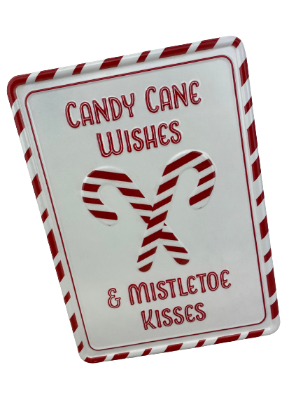 Metal Red And White Candy Cane Word Sign 4 Styles