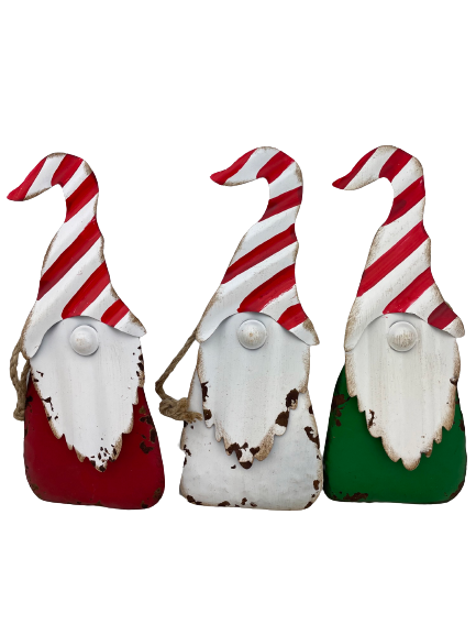 Metal Gnome Ornament Three Styles