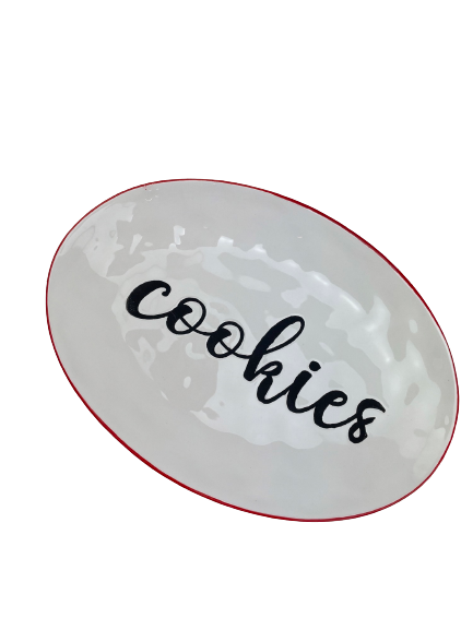 Ceramic Red And White Cookies Platter